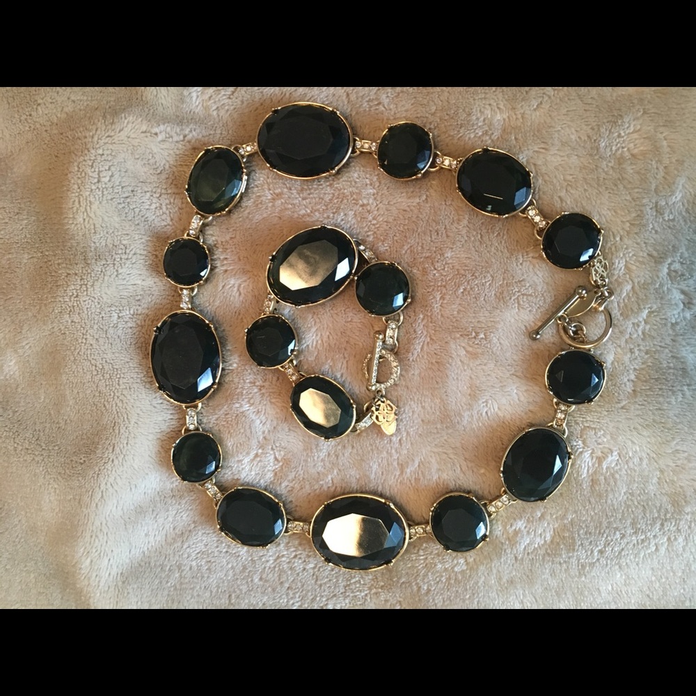 Ann Taylor Black Stone Necklace and Bracelet